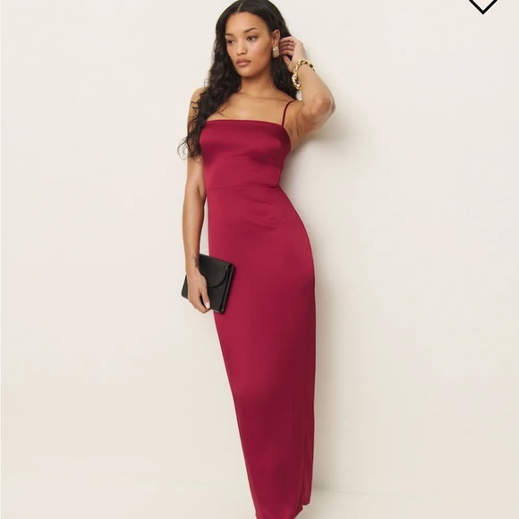 Reformation Frankie Satin Dress Rubies